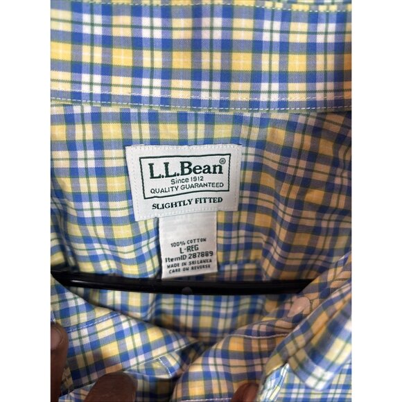 L.L. Bean Mens Slightly Fitted Button-Up Checkered Shirt Size L-Reg - Picture 5 of 12